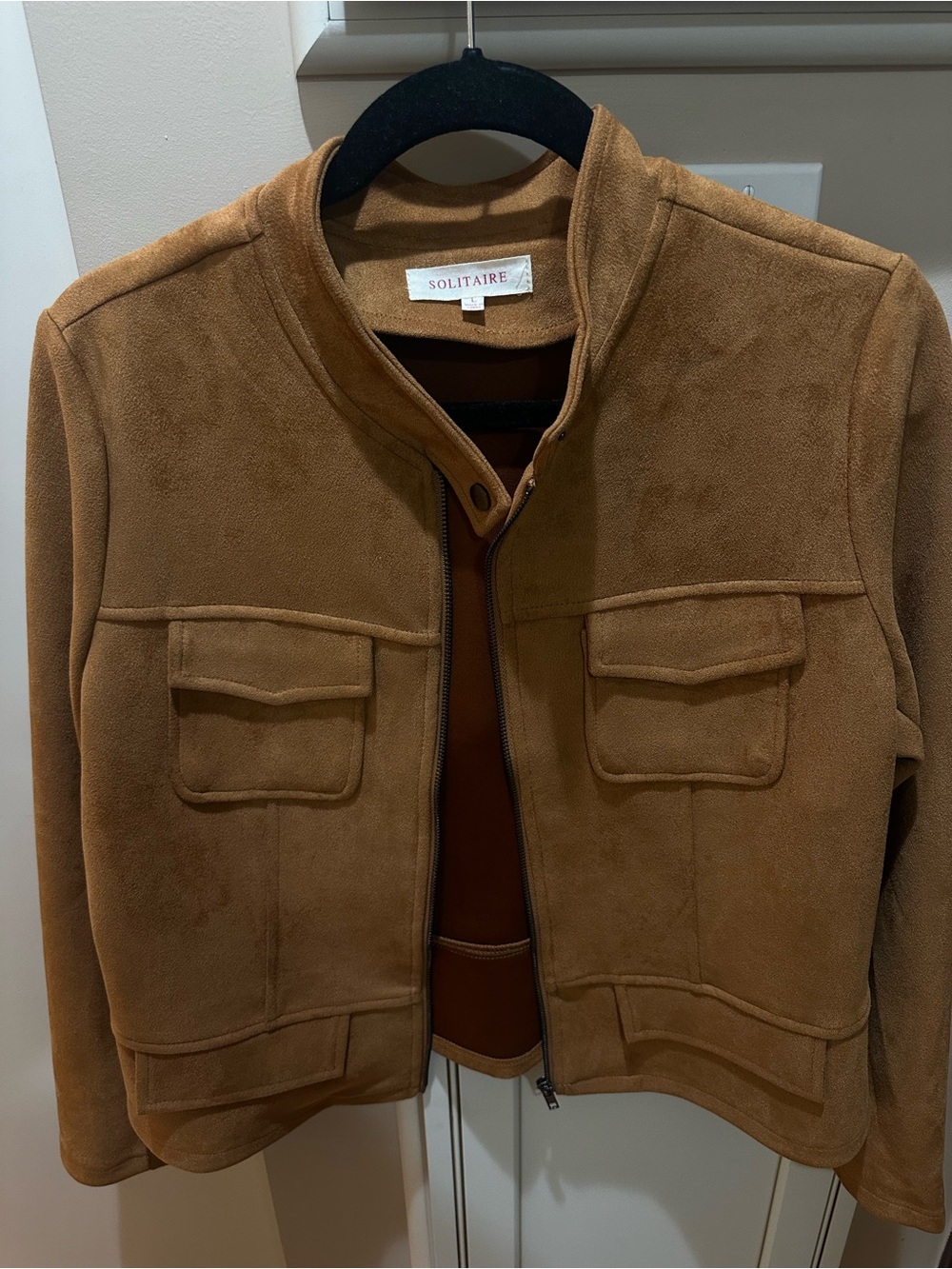 Solitaire Women’s Tan Faux Suede Jacket